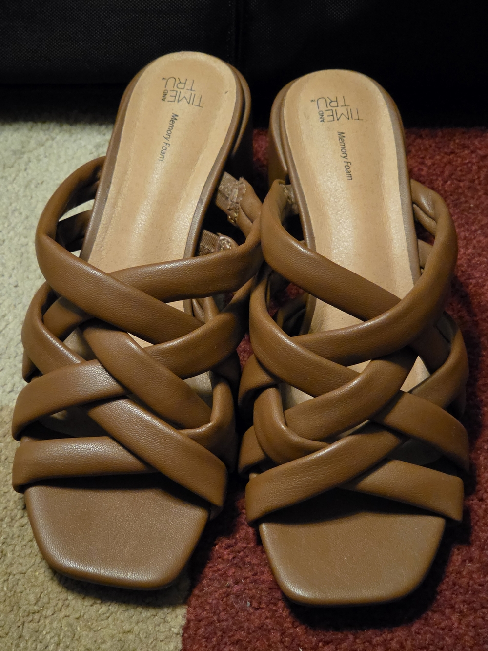 Time and Tru Tan Braided Slide Mules
